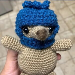 Chocolate the Hedgehog Crochet Plush w/ Removable Blueberry Hat| 4.5” Height